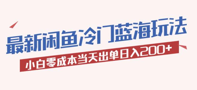 【6542期】2023最新闲鱼冷门蓝海玩法，小白零成本当天出单日入200+【揭秘】