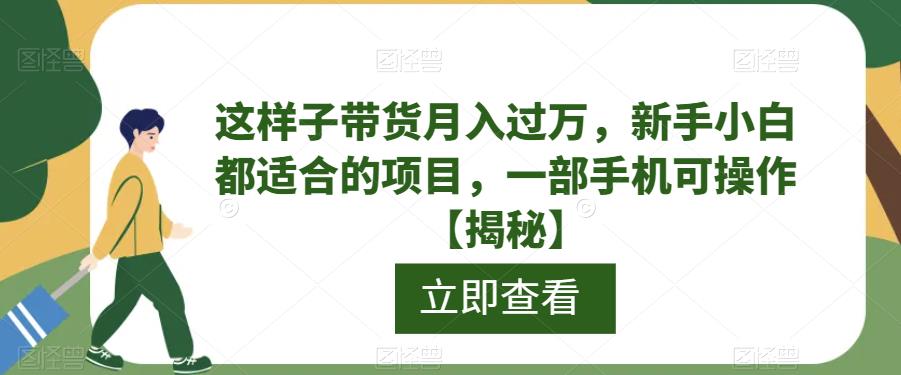 【7344期】这样子带货月入过万，新手小白都适合的项目，一部手机可操作【揭秘】