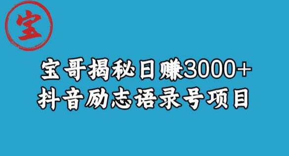 【7679期】宝哥揭秘日赚3000+抖音励志语录号短视频变现项目