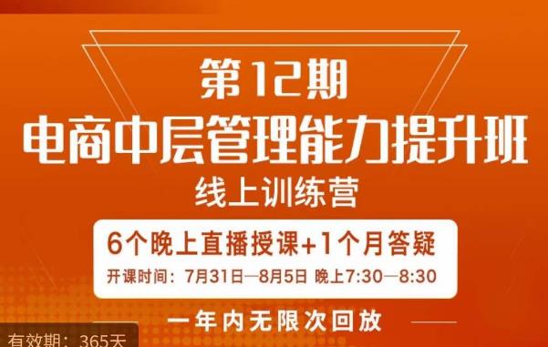 【7887期】陈少珊·电商中层管理能力提升班，学习对象-电商公司各个岗位的主管，20人人以内的电商公司老板