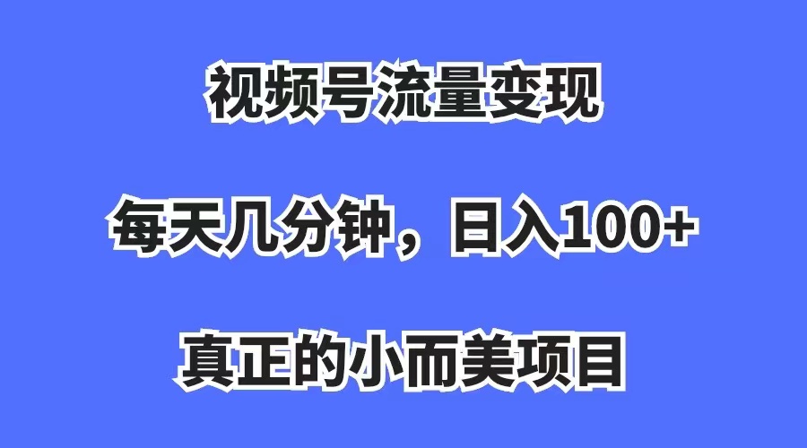 【8322期】视频号流量变现，每天几分钟，收入100+，真正的小而美项目