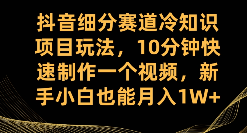 【8432】抖音细分赛道冷知识项目玩法，10分钟快速制作一个视频，新手小白也能月入1W+【揭秘】