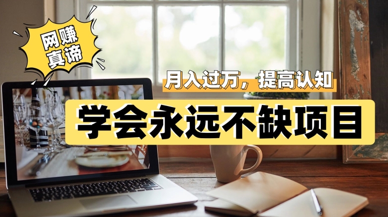 【8569】网赚真谛，学会就可以永远不缺项目，轻松月入过万，提高小白认知！