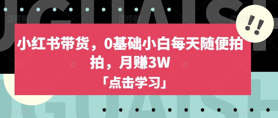 【8941】小红书带货，0基础小白每天随便拍拍，月赚3W【揭秘】