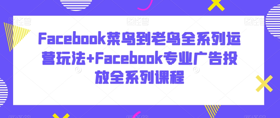 【10711】Facebook菜鸟到老鸟全系列运营玩法+Facebook专业广告投放全系列课程