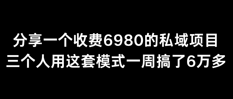 【11390】分享一个外面卖6980的私域项目三个人用这套模式一周搞了6万多【揭秘】
