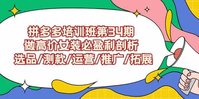【11484】拼多多培训班第34期：做高价女装必盈利剖析 选品/测款/运营/推广/拓展