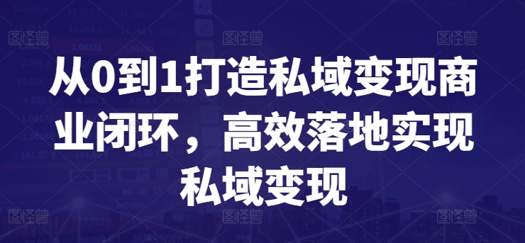 【11855】从0到1打造私域变现商业闭环，高效落地实现私域变现