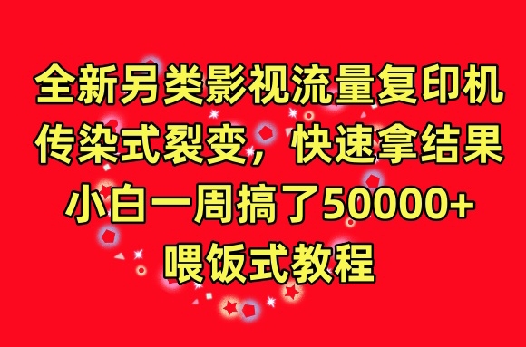 【11917】全新另类影视流量复印机，传染式裂变，快速拿结果，小白一周搞了50000+，喂饭式教程【揭秘】
