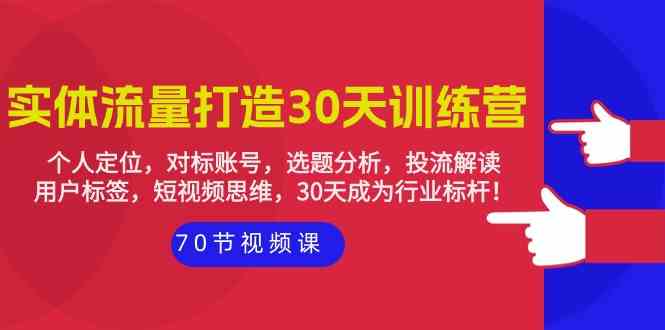 【11966】实体-流量打造-30天训练营：个人定位，对标账号，选题分析，投流解读-70节