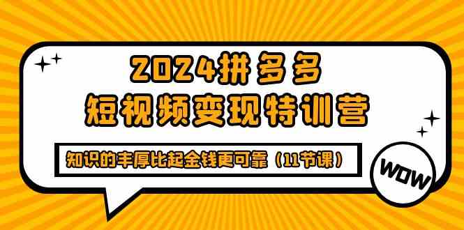 【11978】2024拼多多短视频变现特训营，知识的丰厚比起金钱更可靠（11节课）