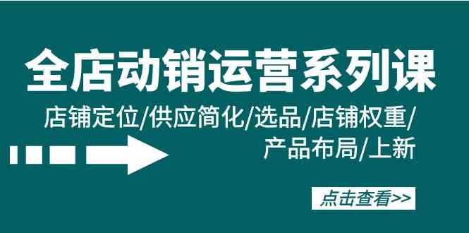 【11998】全店·动销运营系列课：店铺定位/供应简化/选品/店铺权重/产品布局/上新