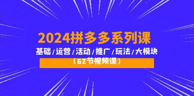 【12135】2024拼多多系列课：基础/运营/活动/推广/玩法/大模块（62节视频课）