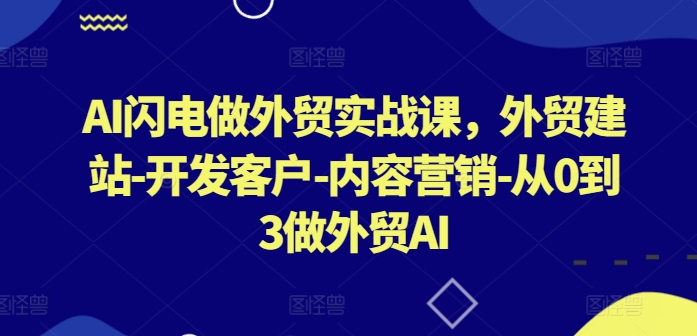 【12224】AI闪电做外贸实战课，​外贸建站-开发客户-内容营销-从0到3做外贸AI
