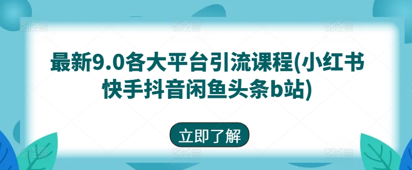 【12953】最新9.0各大平台引流课程(小红书快手抖音闲鱼头条b站)