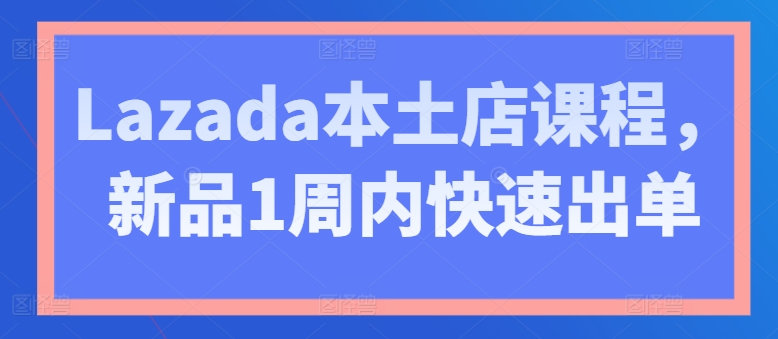 【13010】Lazada本土店课程，新品1周内快速出单