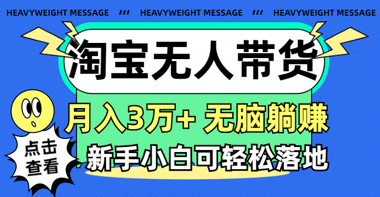 【13578】淘宝无人带货3.0高收益玩法，月入3万+，无脑躺赚，新手小白可落地实操