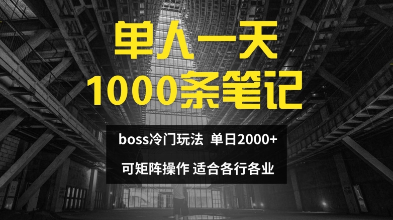 【13860】单人一天1000条笔记，日入2000+，BOSS直聘的正确玩法【揭秘】