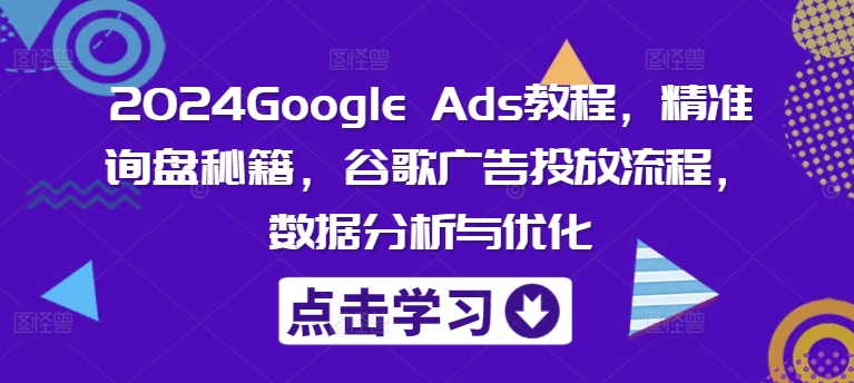 【14038】2024Google Ads教程，精准询盘秘籍，谷歌广告投放流程，数据分析与优化