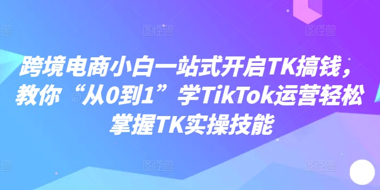 【14215】跨境电商小白一站式开启TK搞钱，教你“从0到1”学TikTok运营轻松掌握TK实操技能