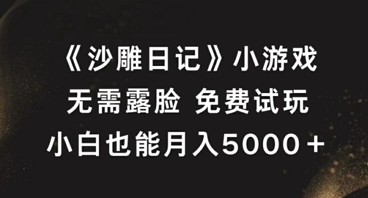【14517】《沙雕日记》小游戏，无需露脸免费试玩，小白也能月入5000+【揭秘】