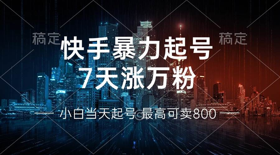 【15079】快手暴力起号，7天涨万粉，小白当天起号 多种变现方式，账号回收