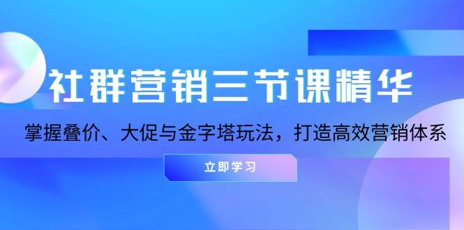 【15522】社群营销三节课精华：掌握叠价、大促与金字塔玩法，打造高效营销体系