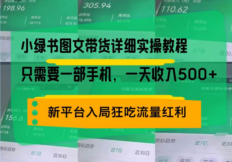 【15621】小绿书图文带货详细实操教程，只需要一部手机，一天收入500+，轻松变现