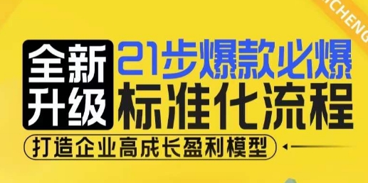 【15872】21步爆款必爆标准化流程，全新升级，打造企业高成长盈利模型