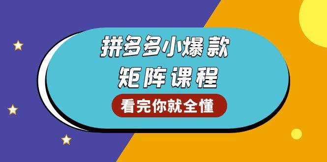 【15912】拼多多爆款矩阵课程：教你测出店铺爆款，优化销量，提升GMV，打造爆款群