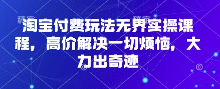 【17376】滔哥淘宝付费玩法无界实操课程，高价解决一切烦恼，大力出奇迹