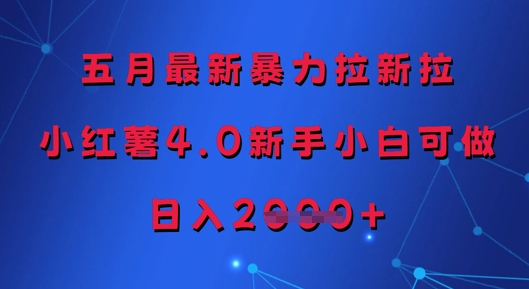 【17891】五月最新暴力拉新拉，小红薯4.0新手小白可做，日入多张