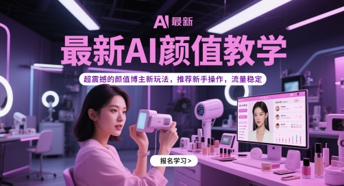 【18019】最新AI颜值教学，超震撼的颜值博主新玩法，推荐新手操作，流量稳定