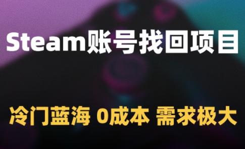 【18024】Steam账号找回项目，冷门蓝海，0成本，需求极大