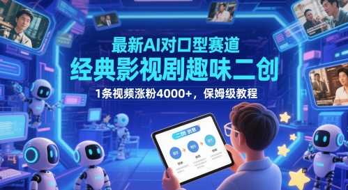 【18051】最新AI对口型赛道，经典影视剧趣味二创，1条视频涨粉4000+，保姆级教程