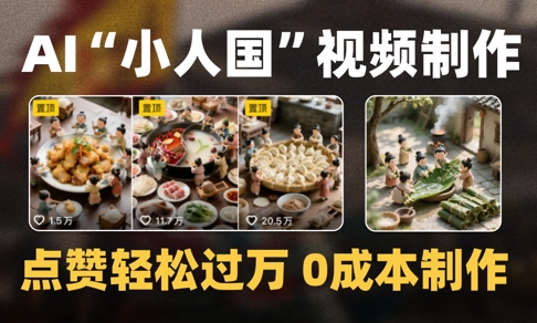 【18172】爆款1000W+播放微缩景观迷你小人国AI视频0成本制作全流程教学