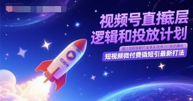 【18251】徐大可视频号直播底层逻辑和投放计划，短视频微付费撬短引最新打法