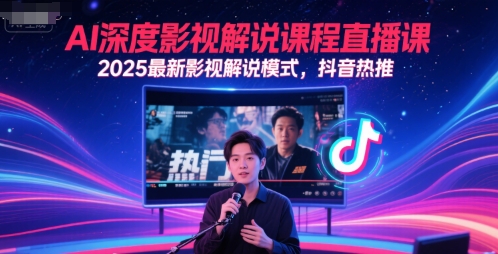 【18253】AI深度影视解说课程直播课，2025最新影视解说模式，抖音热推