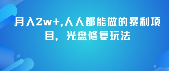 【18295】月入2w+，人人都能做的暴利项目，光盘修复玩法