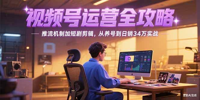 【18445】2025视频号运营全攻略，推流机制加短剧剪辑，从养号到日销34万实战