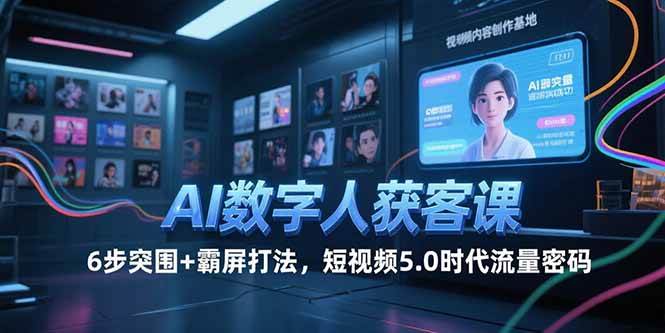 【18470】中越AI数字人获客课，6步突围+霸屏打法，短视频5.0时代流量密码