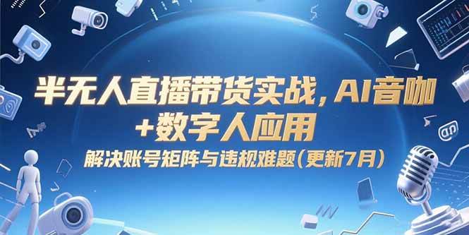 【18562】云顶联盟半无人直播带货实战，AI音咖+数字人应用 解决账号矩阵与违规难题(更新7月)