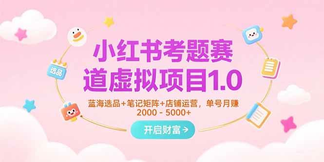 【18743】黄岛主小红书考题赛道虚拟项目1.0，蓝海选品+笔记矩阵+店铺运营，单号月赚5000+