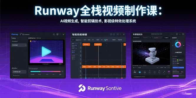 【18946】后期菌Runway全栈视频制作课：AI视频生成，智能剪辑技术，影视级特效处理系统