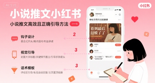 【19059】小说推文小红书高转化引导方法实操课，小说推文高效且正确引导方法