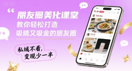 【19478】珊珊朋友圈美化课堂，教你轻松打造，吸睛又吸金的朋友圈，私域不看，变现少一半