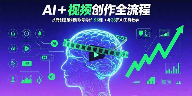 【19498】AI+短视频创作全流程：从创意策划到账号增长，96节课(含26项AI工具教学)