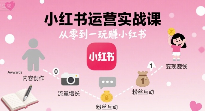 【19505】小红书运营实战课，从零到一玩賺小红书
