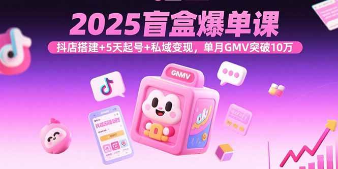 【19586】千亿电商2025盲盒爆单课，抖店搭建+5天起号+私域变现，单月GMV突破10万