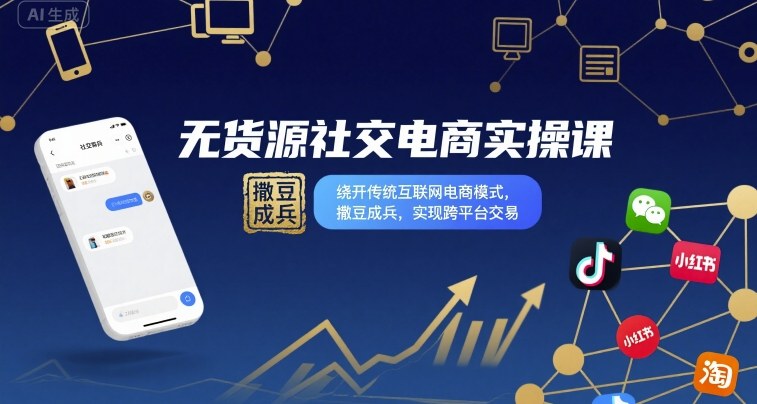 【19590】磐骨无货源社交电商实操课，绕开传统互联网电商模式，撒豆成兵，实现跨平台交易